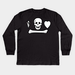 Pirate Flag - Pirate Stede Bonnet - Skull Skeleton Flag Kids Long Sleeve T-Shirt